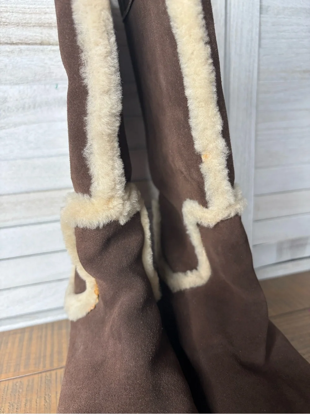 Cole Haan Air Jillian Waterproof Suede Shearling Fur Tall Winter Boots Size 9.5